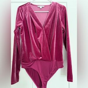And Now This Women's Velvet Long-Sleeve Surplice Size Small